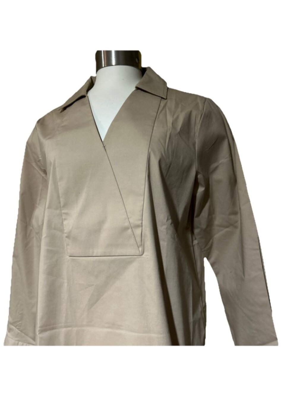 Martha Stewart Lillian Shirt Lot Stretch Poplin Collared Tunic Blue Tan XS - Picture 11 of 13